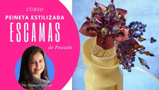 Curso para hacer una peineta de tembleques de escamas de pescado.